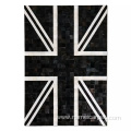 Cowhide black and white leather center area rug